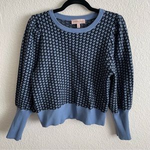 Philosophy Houndstooth Puff Balloon Long Sleeve Sweater Blue & Black